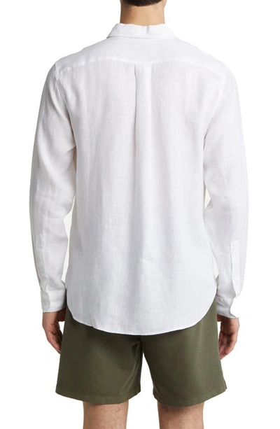 Shop Vince Linen Button-up Shirt In Optic White