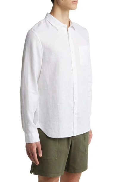 Shop Vince Linen Button-up Shirt In Optic White