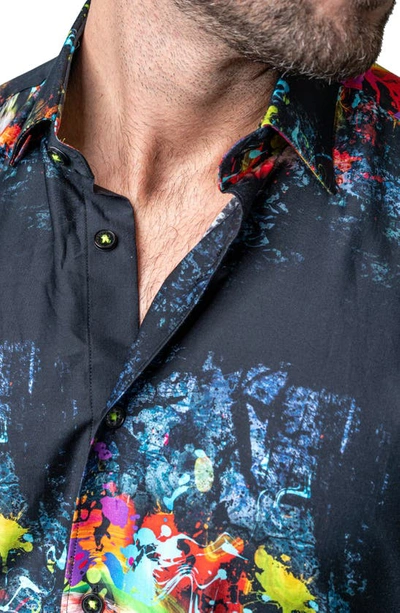 Maceoo Fibonacci Skull Regular Fit Cotton Blend Button-up Shirt In Blue