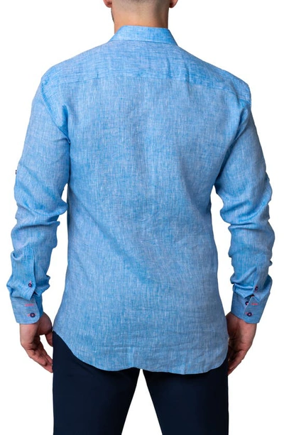 Shop Maceoo Einstein Lenny Blue Stretch Button-up Shirt
