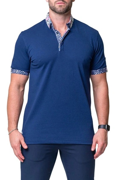 Maceoo Mozartsolid Crossbone Grey Jersey Polo In Blue