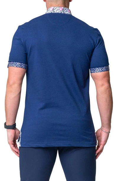 Maceoo Mozartsolid Crossbone Grey Jersey Polo In Blue