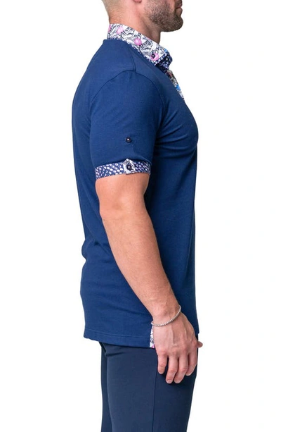 Maceoo Mozartsolid Crossbone Grey Jersey Polo In Blue