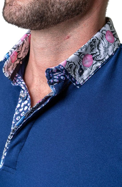 Maceoo Mozartsolid Crossbone Grey Jersey Polo In Blue