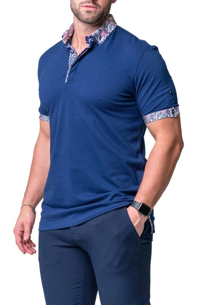 Maceoo Mozartsolid Crossbone Grey Jersey Polo In Blue