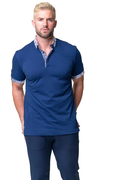 Maceoo Mozartsolid Crossbone Grey Jersey Polo In Blue