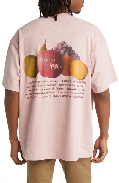 Shop Caterpillar X Colour Plus Co. Embroidered Cotton T-shirt In Pale Mauve