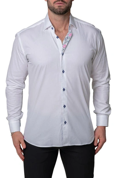 Shop Maceoo Fibonacci Luxe Contemporary Fit Button-up Shirt In White
