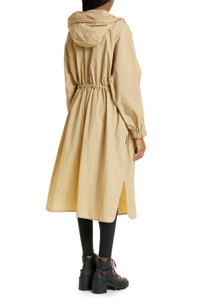 Shop Moncler Sologne Nylon Hooded Coat In Beige