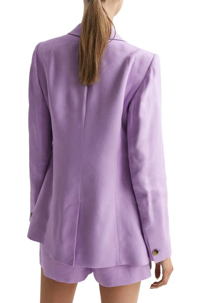 Shop Reiss Hollie Linen Blend Blazer In Lilac