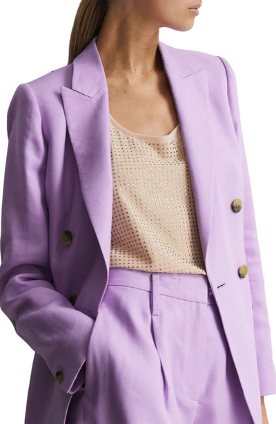 Shop Reiss Hollie Linen Blend Blazer In Lilac