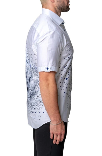 Shop Maceoo Galileo Liondissolve Short Sleeve Contemporary Fit Button-up Shirt In White