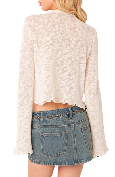 Edikted Luka Tie Front Crop Cardigan In Cream