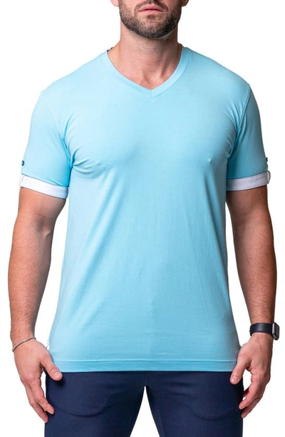 Maceoo Vivaldi Solid Camolight Blue V-neck T-shirt In Blue