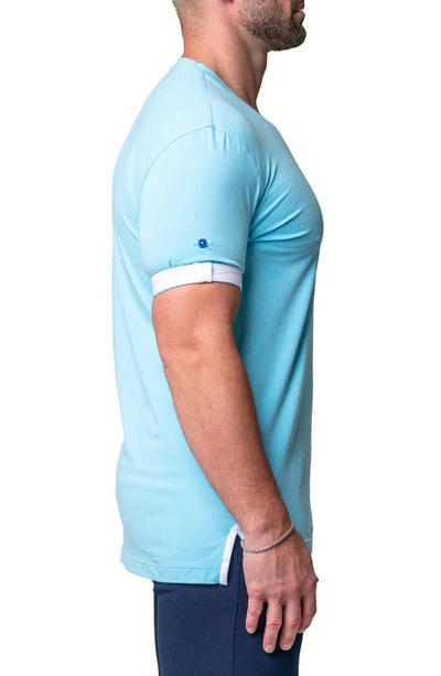 Maceoo Vivaldi Solid Camolight Blue V-neck T-shirt In Blue