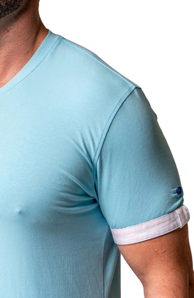 Maceoo Vivaldi Solid Camolight Blue V-neck T-shirt In Blue