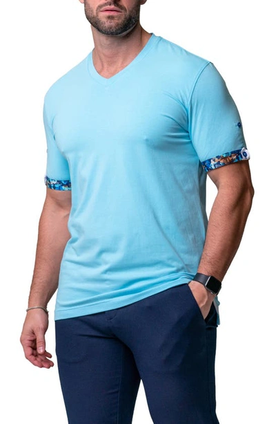 Maceoo Vivaldi Solid Camolight Blue V-neck T-shirt In Blue