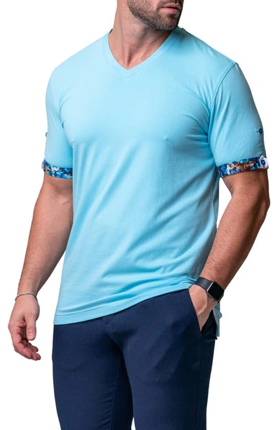 Maceoo Vivaldi Solid Camolight Blue V-neck T-shirt In Blue