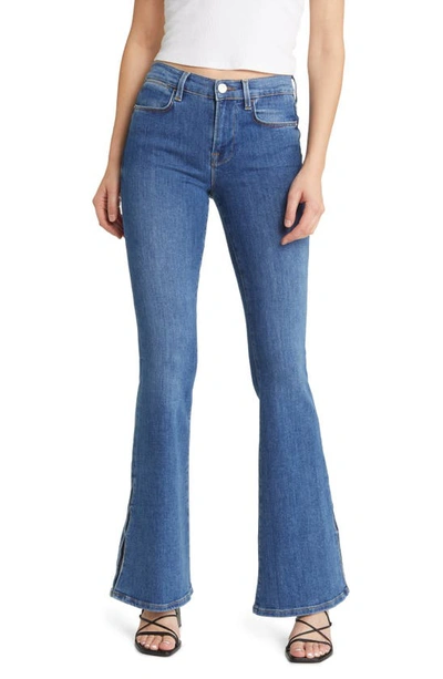 Shop Frame Le High Waist Mini Slit Flare Jeans In Samson