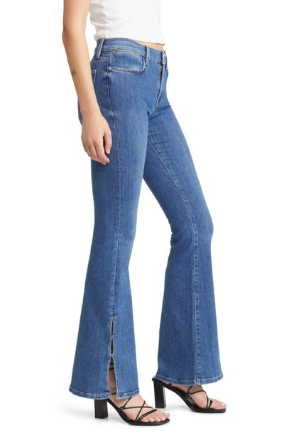 Shop Frame Le High Waist Mini Slit Flare Jeans In Samson