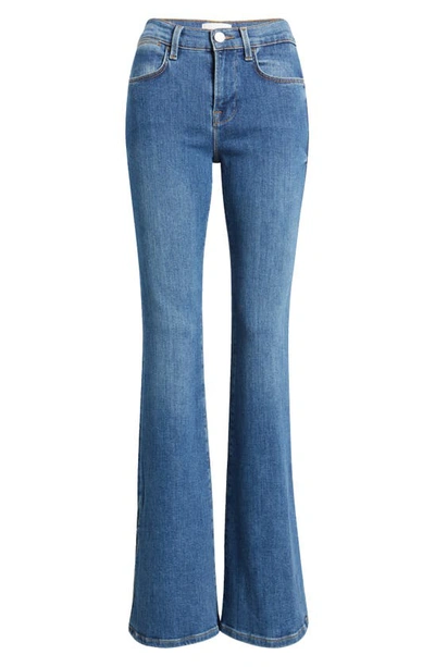 Shop Frame Le High Waist Mini Slit Flare Jeans In Samson