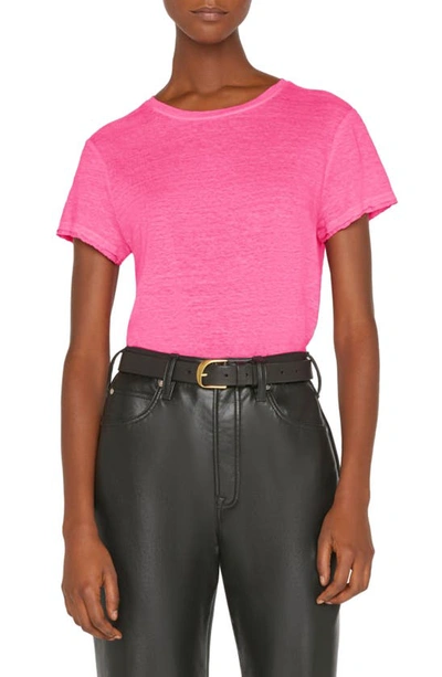 Shop Frame Easy True Organic Linen T-shirt In Flamingo