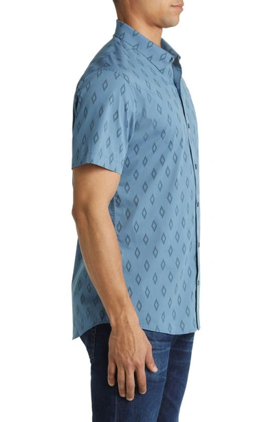 TravisMathew Sidetracked Short Sleeve Button-Down Shirt in Aegean