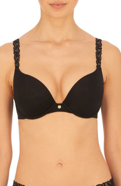 Shop Natori Pure Luxe Underwire Push-up Bra In Black