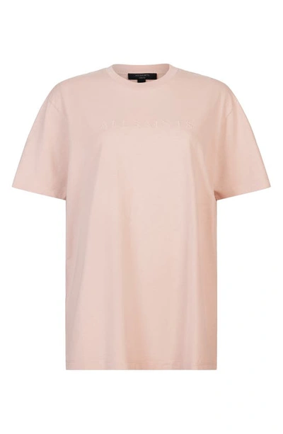 Shop Allsaints Pippa Embroidered Logo Boyfriend Cotton T-shirt In Soft Pink