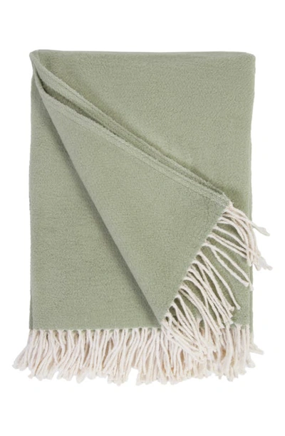 Shop Pom Pom At Home Billie Fringe Cotton Throw Blanket In Sage