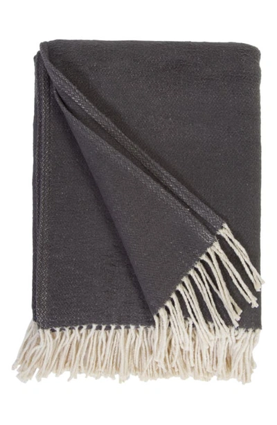 Shop Pom Pom At Home Billie Fringe Cotton Throw Blanket In Charcoal