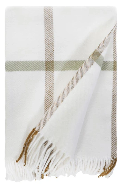 Shop Pom Pom At Home Copenhagen Plaid Cotton Throw Blanket In White/olive