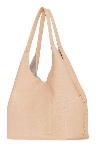 Shop Rebecca Minkoff Darren Signature Leather Carryall Bag In Light Beige