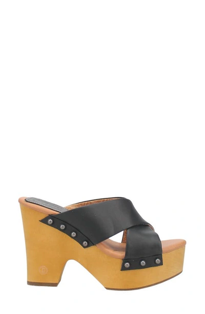 Dingo Driftwood Platform Wedge Sandal In Black