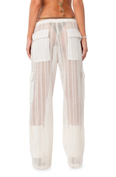 Edikted Ines Sheer Lace Cargo Pants In Cream