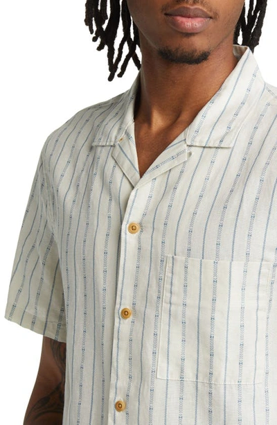 Lucky Brand Short Sleeve Striped Linen Camp Shirt