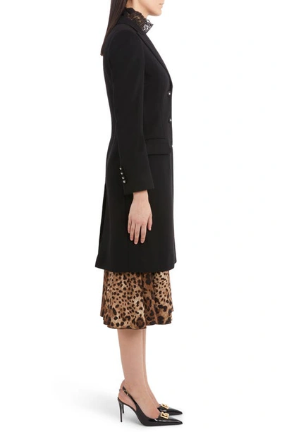 Shop Dolce & Gabbana Fitted Waist Wool & Cashmere Coat In N0000 Nero