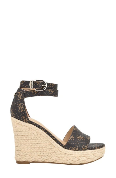 Guess Hidy Platform Wedge Sandal In Medium Brown