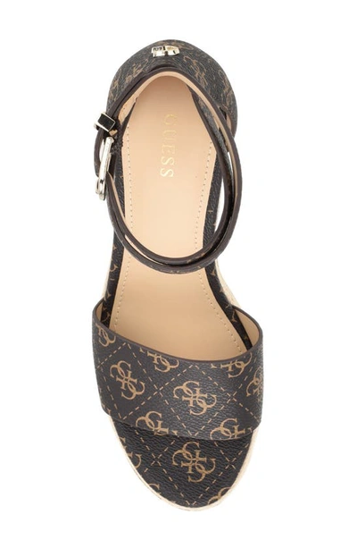 Guess Hidy Platform Wedge Sandal In Medium Brown