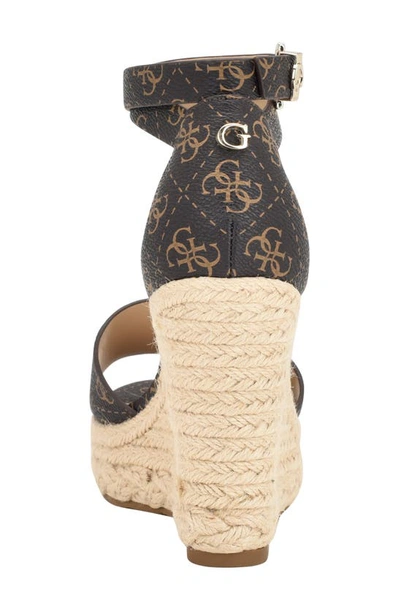 Guess Hidy Platform Wedge Sandal In Medium Brown