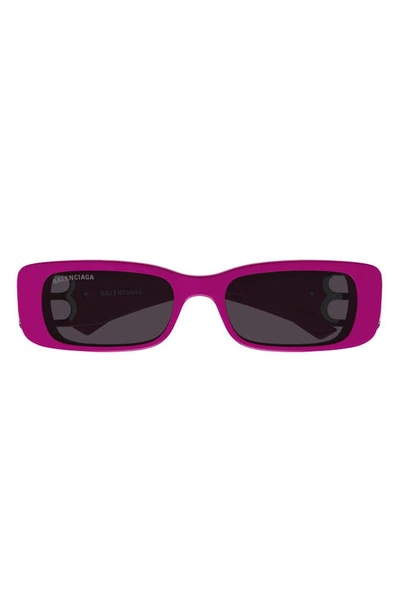 Shop Balenciaga 51mm Rectangular Sunglasses In Fuchsia