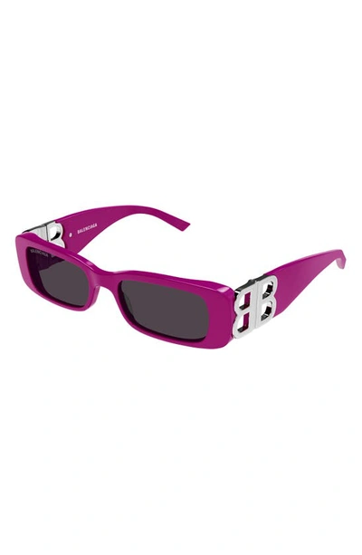 Shop Balenciaga 51mm Rectangular Sunglasses In Fuchsia