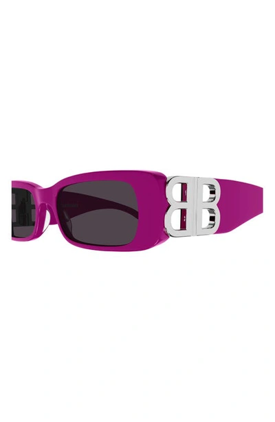 Shop Balenciaga 51mm Rectangular Sunglasses In Fuchsia