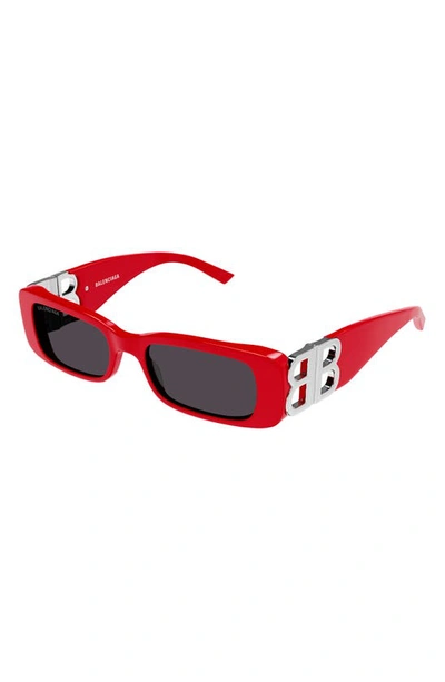 Shop Balenciaga 51mm Rectangular Sunglasses In Red