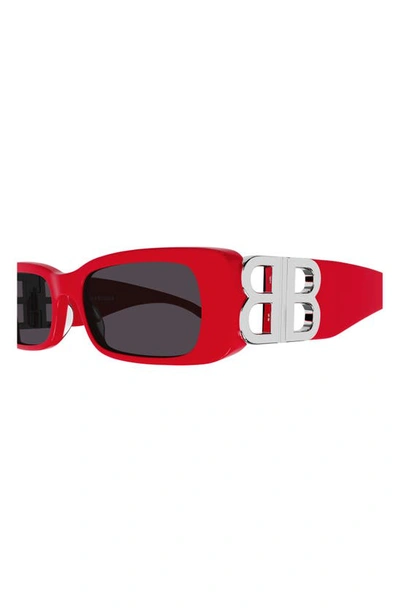 Shop Balenciaga 51mm Rectangular Sunglasses In Red