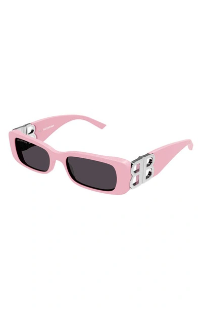 Shop Balenciaga 51mm Rectangular Sunglasses In Pink