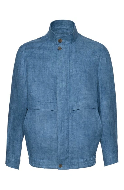 Shop Cardinal Of Canada Bristol Linen Bomber Jacket In Lt Blue