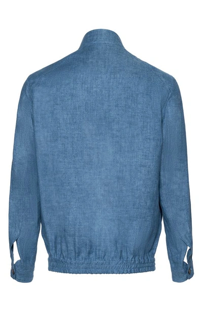 Shop Cardinal Of Canada Bristol Linen Bomber Jacket In Lt Blue