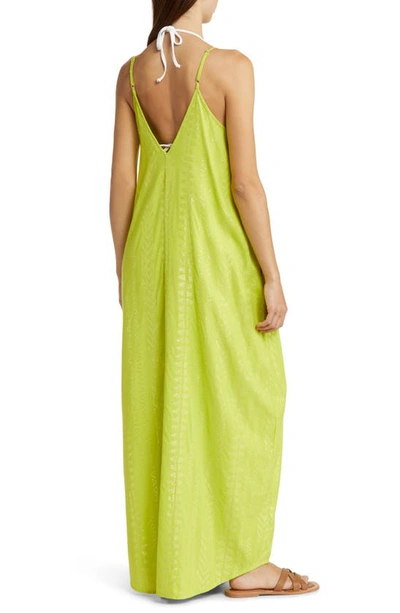 Shop Elan Cover-up Maxi Slipdress In Lime/ Gold