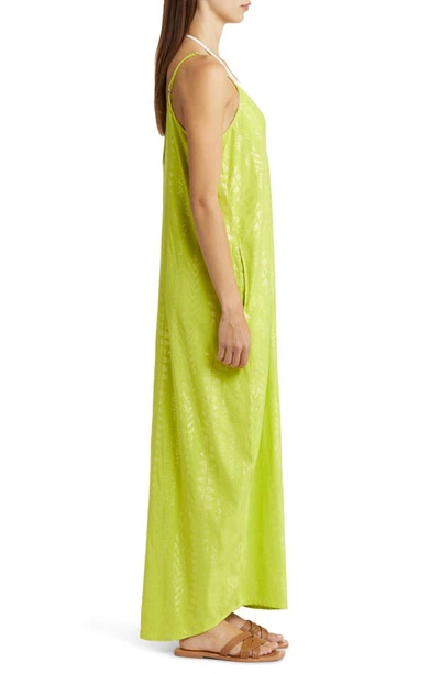 Shop Elan Cover-up Maxi Slipdress In Lime/ Gold